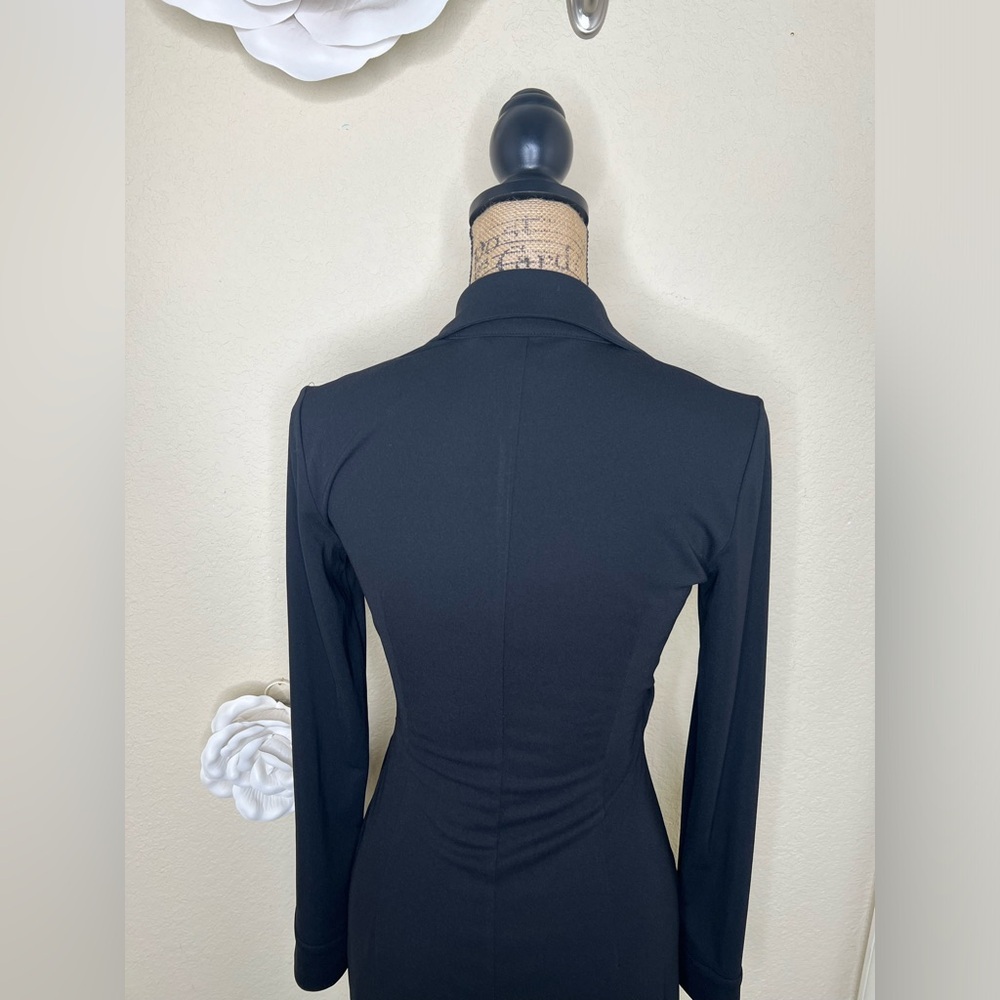 NTM: Express Pullover Wrap Style Tuxedo Look Long Sleeve Black Dress Sz 3/4 - Picture 11 of 14
